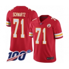 Men's Kansas City Chiefs #71 Mitchell Schwartz Red Team Color Vapor Untouchable Limited Player 100th Season Football Jersey