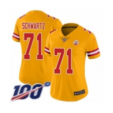 Women's Kansas City Chiefs #71 Mitchell Schwartz Limited Gold Inverted Legend 100th Season Football Jersey