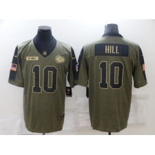 Men's Kansas City Chiefs #10 Tyreek Hill Nike Olive 2021 Salute To Service Limited Player Jersey