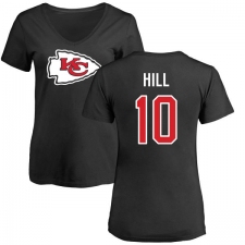 NFL Women's Nike Kansas City Chiefs #10 Tyreek Hill Black Name & Number Logo Slim Fit T-Shirt