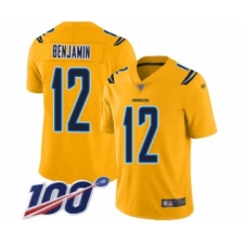 Youth Los Angeles Chargers #12 Travis Benjamin Limited Gold Inverted Legend 100th Season Football Jersey