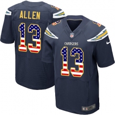 Men's Nike Los Angeles Chargers #13 Keenan Allen Elite Navy Blue Home USA Flag Fashion NFL Jersey