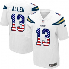 Men's Nike Los Angeles Chargers #13 Keenan Allen Elite White Road USA Flag Fashion NFL Jersey