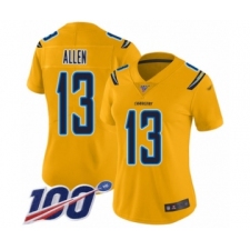 Women's Los Angeles Chargers #13 Keenan Allen Limited Gold Inverted Legend 100th Season Football Jersey