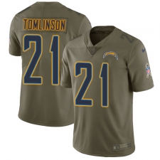Men's Nike Los Angeles Chargers #21 LaDainian Tomlinson Limited Olive 2017 Salute to Service NFL Jersey
