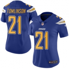 Women's Nike Los Angeles Chargers #21 LaDainian Tomlinson Limited Electric Blue Rush Vapor Untouchable NFL Jersey