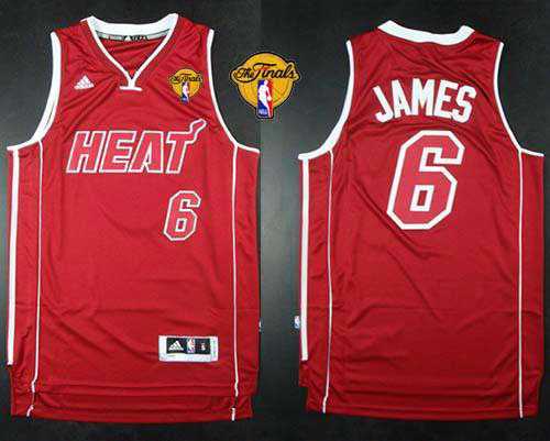 Miami Heat #6 LeBron James Red Pride Swingman Finals Patch Stitched NBA Jersey