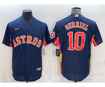 Men's Houston Astros #10 Yuli Gurriel Navy Blue With Patch Stitched MLB Cool Base Nike Jersey