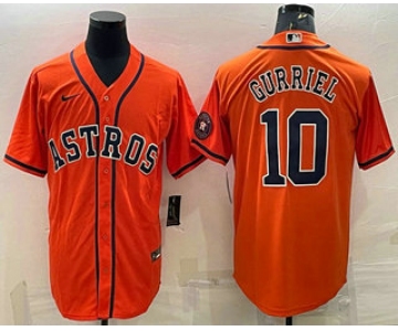 Men's Houston Astros #10 Yuli Gurriel Orange With Patch Stitched MLB Cool Base Nike Jersey