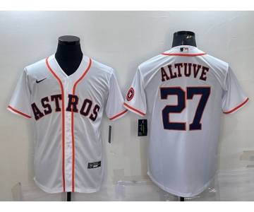 Men's Houston Astros #27 Jose Altuve White With Patch Stitched MLB Cool Base Nike Jersey