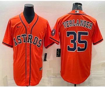 Men's Houston Astros #35 Justin Verlander Orange With Patch Stitched MLB Cool Base Nike Jersey