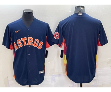 Men's Houston Astros Blank Navy Blue With Patch Stitched MLB Cool Base Nike Jersey
