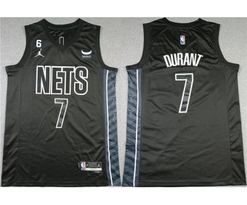 Men's Brooklyn Nets #7 Kevin Durant Black2022-23 Statement Edition No.6 Patch Stitched Basketball Jersey