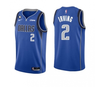 Men's Dallas Mavericks #2 Kyrie Irving Blue Icon Edition With NO.6 Patch Stitched Basketball Jersey