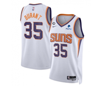 Men's Phoenix Suns #35 Kevin Durant White Association Edition With No.6 Patch Stitched Basketball Jersey