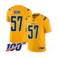 Youth Los Angeles Chargers #57 Jatavis Brown Limited Gold Inverted Legend 100th Season Football Jersey