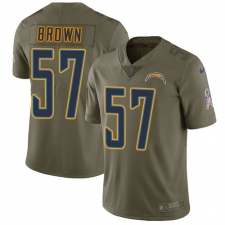 Youth Nike Los Angeles Chargers #57 Jatavis Brown Limited Olive 2017 Salute to Service NFL Jersey