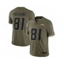 Men's Los Angeles Chargers #81 Mike Williams 2022 Olive Salute To Service Limited Stitched Jersey