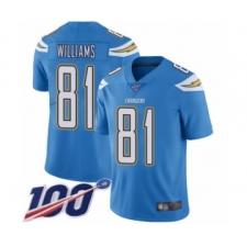 Men's Los Angeles Chargers #81 Mike Williams Electric Blue Alternate Vapor Untouchable Limited Player 100th Season Football Jersey