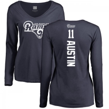 NFL Women's Nike Los Angeles Rams #11 Tavon Austin Navy Blue Backer Slim Fit Long Sleeve T-Shirt