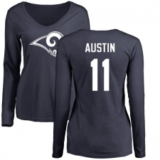NFL Women's Nike Los Angeles Rams #11 Tavon Austin Navy Blue Name & Number Logo Slim Fit Long Sleeve T-Shirt