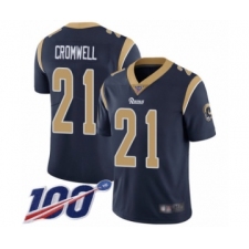 Men's Los Angeles Rams #21 Nolan Cromwell Navy Blue Team Color Vapor Untouchable Limited Player 100th Season Football Jersey