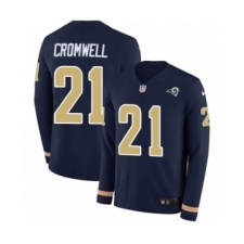 Youth Nike Los Angeles Rams #21 Nolan Cromwell Limited Navy Blue Therma Long Sleeve NFL Jersey