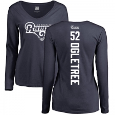 NFL Women's Nike Los Angeles Rams #52 Alec Ogletree Navy Blue Backer Slim Fit Long Sleeve T-Shirt