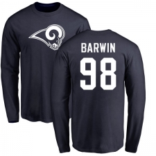 NFL Nike Los Angeles Rams #98 Connor Barwin Navy Blue Name & Number Logo Long Sleeve T-Shirt