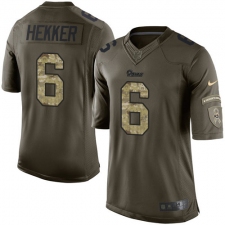 Men's Nike Los Angeles Rams #6 Johnny Hekker Elite Green Salute to Service NFL Jersey