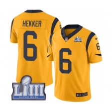 Men's Nike Los Angeles Rams #6 Johnny Hekker Limited Gold Rush Vapor Untouchable Super Bowl LIII Bound NFL Jersey