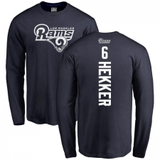NFL Nike Los Angeles Rams #6 Johnny Hekker Navy Blue Backer Long Sleeve T-Shirt