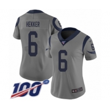 Women's Los Angeles Rams #6 Johnny Hekker Limited Gray Inverted Legend 100th Season Football Jersey