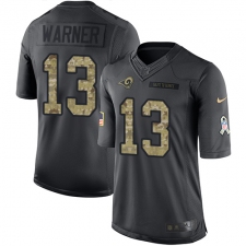 Men's Nike Los Angeles Rams #13 Kurt Warner Limited Black 2016 Salute to Service NFL Jersey