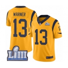 Men's Nike Los Angeles Rams #13 Kurt Warner Limited Gold Rush Vapor Untouchable Super Bowl LIII Bound NFL Jersey