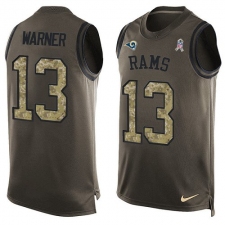 Men's Nike Los Angeles Rams #13 Kurt Warner Limited Green Salute to Service Tank Top NFL Jersey
