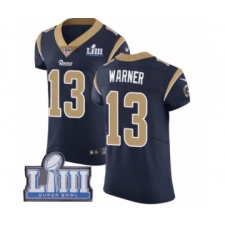 Men's Nike Los Angeles Rams #13 Kurt Warner Navy Blue Team Color Vapor Untouchable Elite Player Super Bowl LIII Bound NFL Jersey