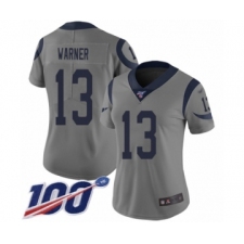 Women's Los Angeles Rams #13 Kurt Warner Limited Gray Inverted Legend 100th Season Football Jersey