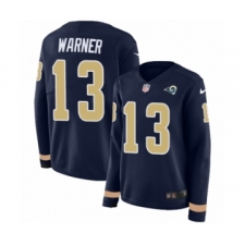 Women's Nike Los Angeles Rams #13 Kurt Warner Limited Navy Blue Therma Long Sleeve NFL Jersey