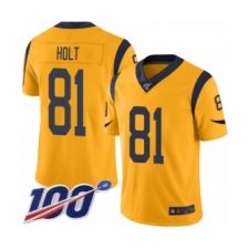 Men's Los Angeles Rams #81 Torry Holt Limited Gold Rush Vapor Untouchable 100th Season Football Jersey