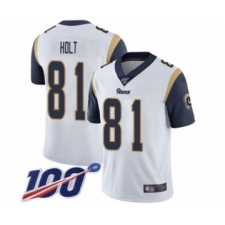 Men's Los Angeles Rams #81 Torry Holt White Vapor Untouchable Limited Player 100th Season Football Jersey