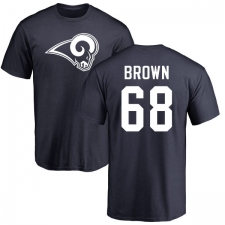NFL Nike Los Angeles Rams #68 Jamon Brown Navy Blue Name & Number Logo T-Shirt