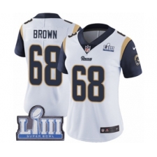 Women's Nike Los Angeles Rams #68 Jamon Brown White Vapor Untouchable Limited Player Super Bowl LIII Bound NFL Jersey