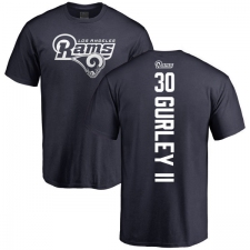 NFL Nike Los Angeles Rams #30 Todd Gurley Navy Blue Backer T-Shirt