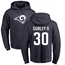 NFL Nike Los Angeles Rams #30 Todd Gurley Navy Blue Name & Number Logo Pullover Hoodie