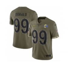 Men's Los Angeles Rams #99 Aaron Donald 2022 Olive Salute To Service Limited Stitched Jersey