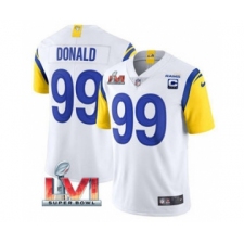 Men's Los Angeles Rams #99 Aaron Donald White 2022 With C Patch Super Bowl LVI Vapor Limited Jersey