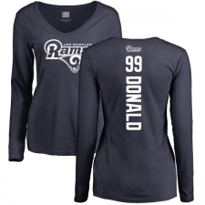 NFL Women's Nike Los Angeles Rams #99 Aaron Donald Navy Blue Backer Slim Fit Long Sleeve T-Shirt