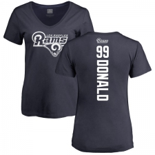 NFL Women's Nike Los Angeles Rams #99 Aaron Donald Navy Blue Backer T-Shirt
