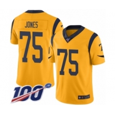 Men's Los Angeles Rams #75 Deacon Jones Limited Gold Rush Vapor Untouchable 100th Season Football Jersey